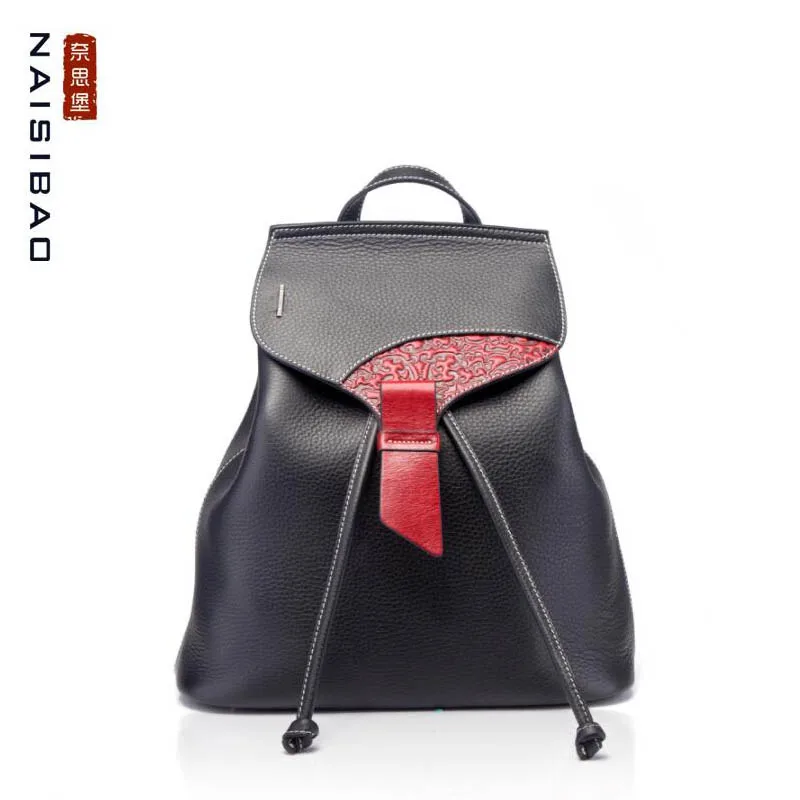 Женский кожаный рюкзак NAISIBAO дизайнерский из натуральной кожи с тиснением | Багаж