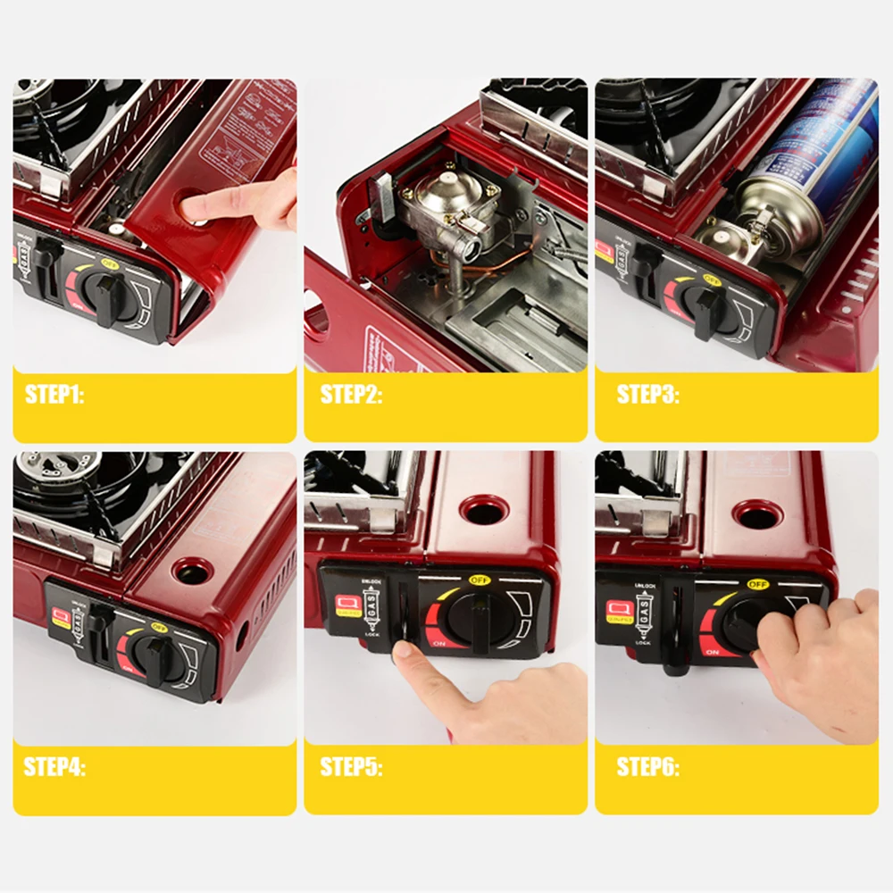 Outdoor Portable Cassette Gas Stove Windproof Wild Gas Barbecue For Camping Hiking Travel Cooker Applicable Grill Dual Stove