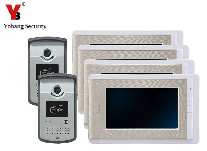 Yobangsecurity 7 дюймов телефон видео домофон Дверные звонки Главная Системы комплект 4