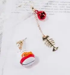 2 Креативные серьги Maneki Neko Fortune Cat с кисточками, висячие серьги с искусственным жемчугом, асимметричные серьги-гвоздики - Окраска металла: 2