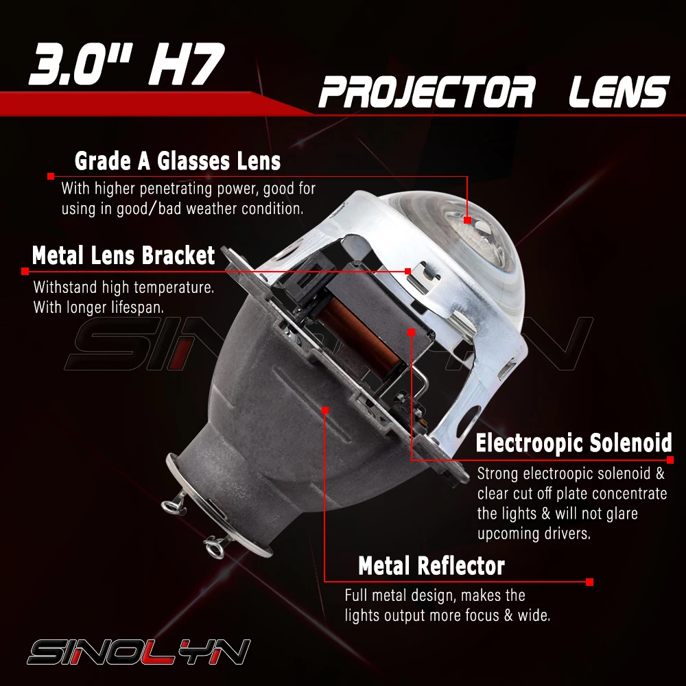 SINOLYN 3,0 ''Q5 H7 D2S HID ксенон/Галоген/светодиодный биксеноновый объектив проектора LHD RHD для стайлинга автомобилей налобный фонарь