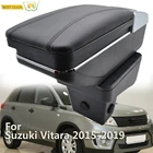 Контейнер для хранения для Suzuki Vitara 2015, 2016, 2017, 2018, 2019, поворотный подлокотник для чашки, черный кожаный подлокотник