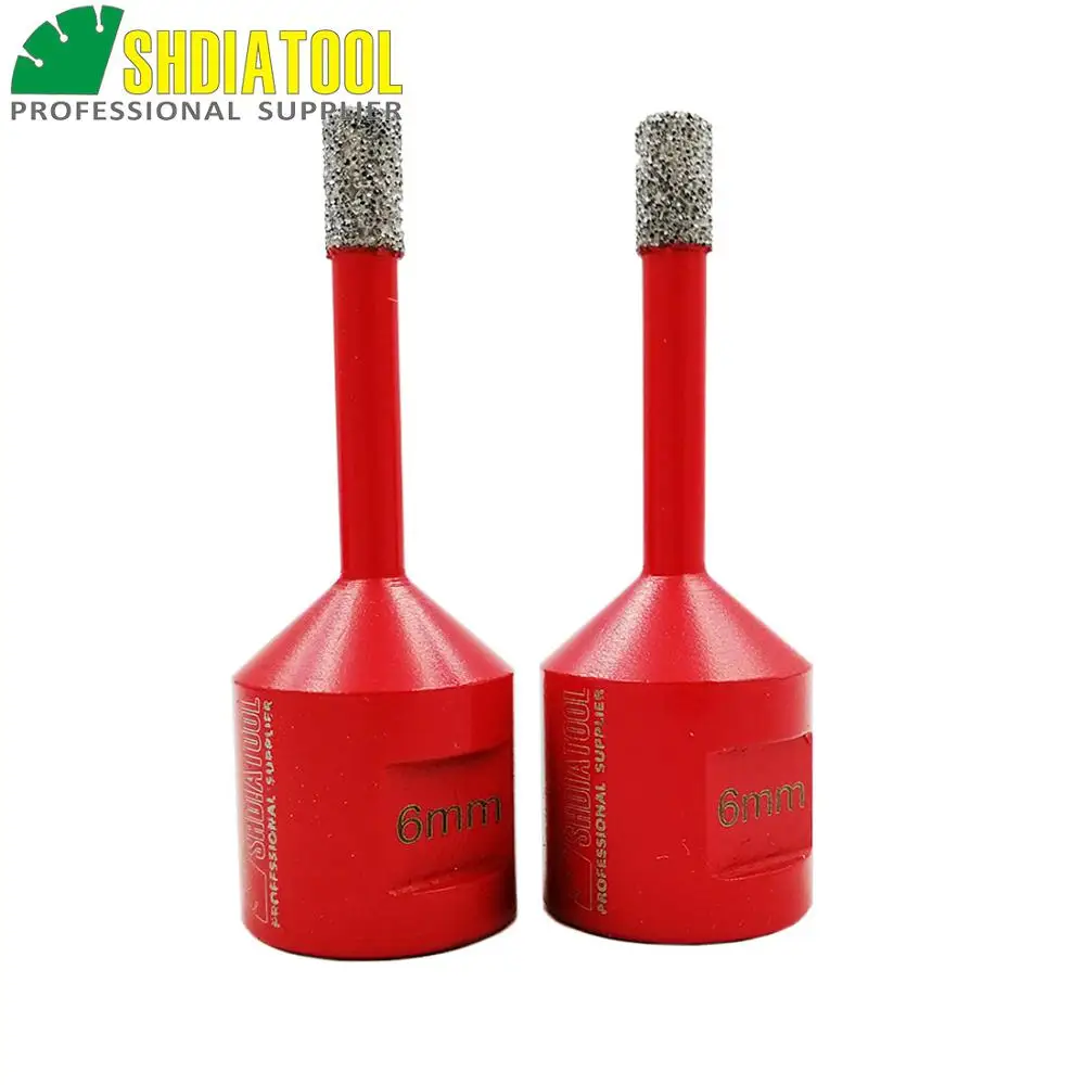 

SHDIATOOL 2pc Dia 6mm M14 Vacuum Brazed Diamond Drilling Core Bits Dry Drilling Bit Hole Saw Drill Bits Granite Marble Tile