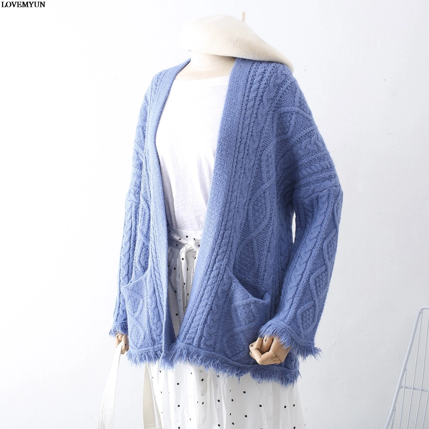 2019 Cardigan Women Tassel Sweter Long Cardigans With Hat Pocket blusas femininas de inverno |