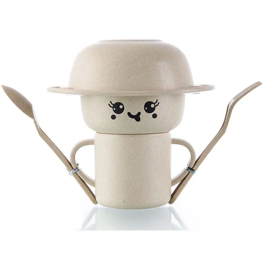 Beige Stand Baby Set Детское питание малыша обучение глубокая тарелка с ложкой набор мультфильм бинауральная детская посуда для кормления детская тарелка присоска наборы Мисок - Цвет: Beige Stand Baby Set