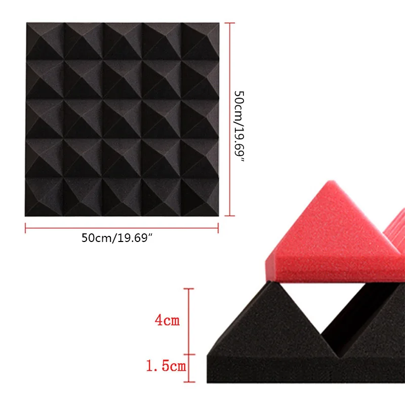 

50x50cmx5.5cm Acoustic Soundproof Sound Stop Absorption Pyramid Studio Foam
