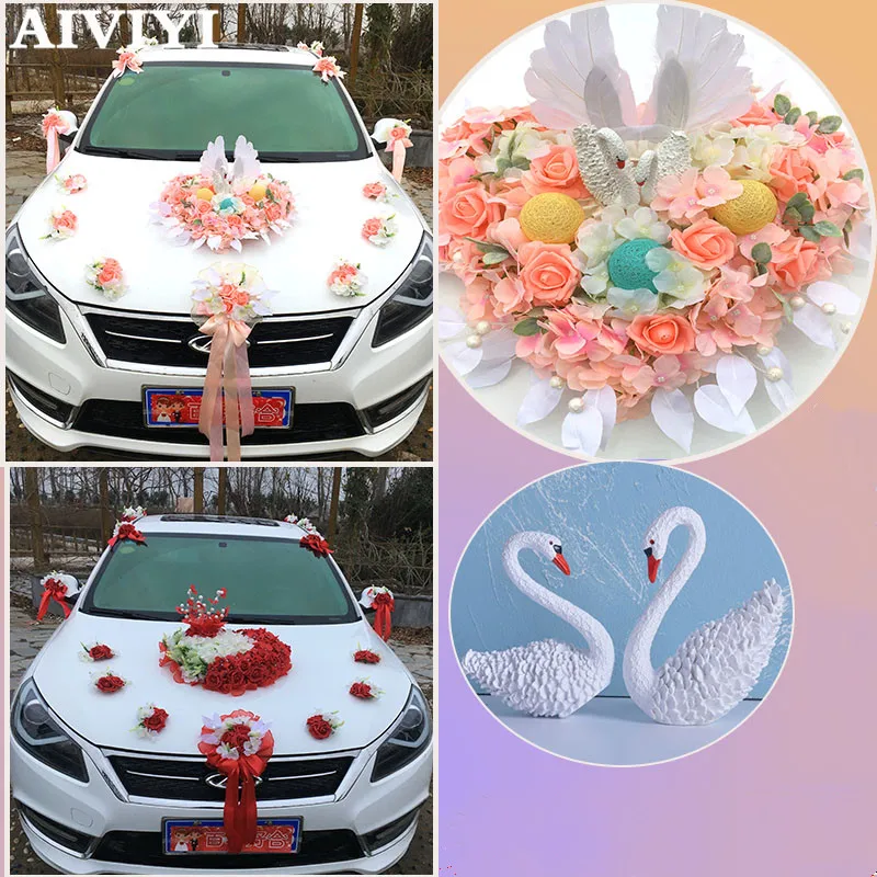 2019 новый стиль любви Лебедь из смолы свадебный автомобиль искусственные