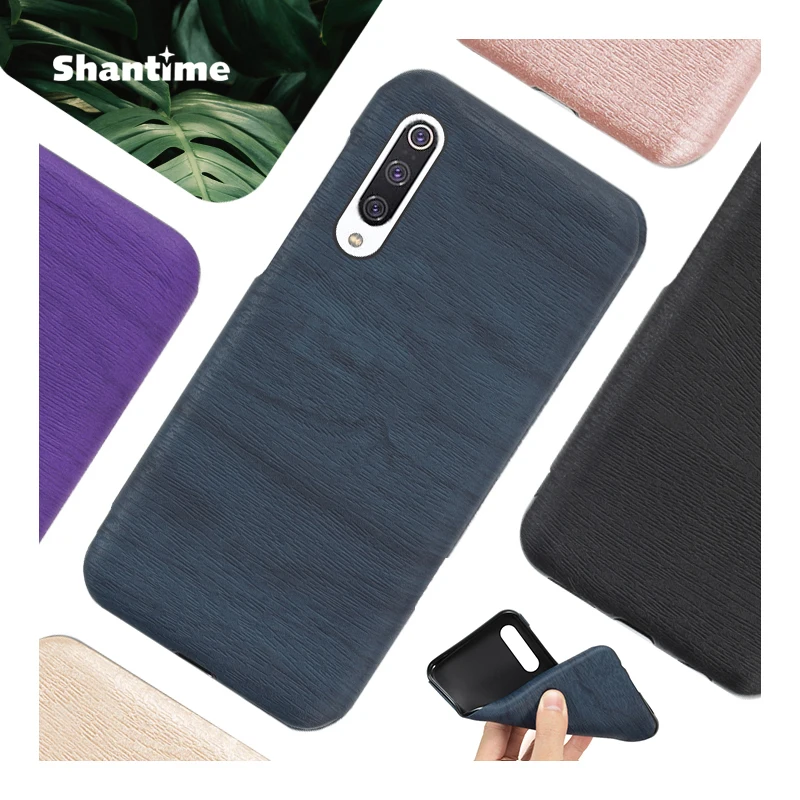 Wood grain PU Leather Phone Case For Xiaomi Mi CC9 Soft Silicone Gel Back Shell |