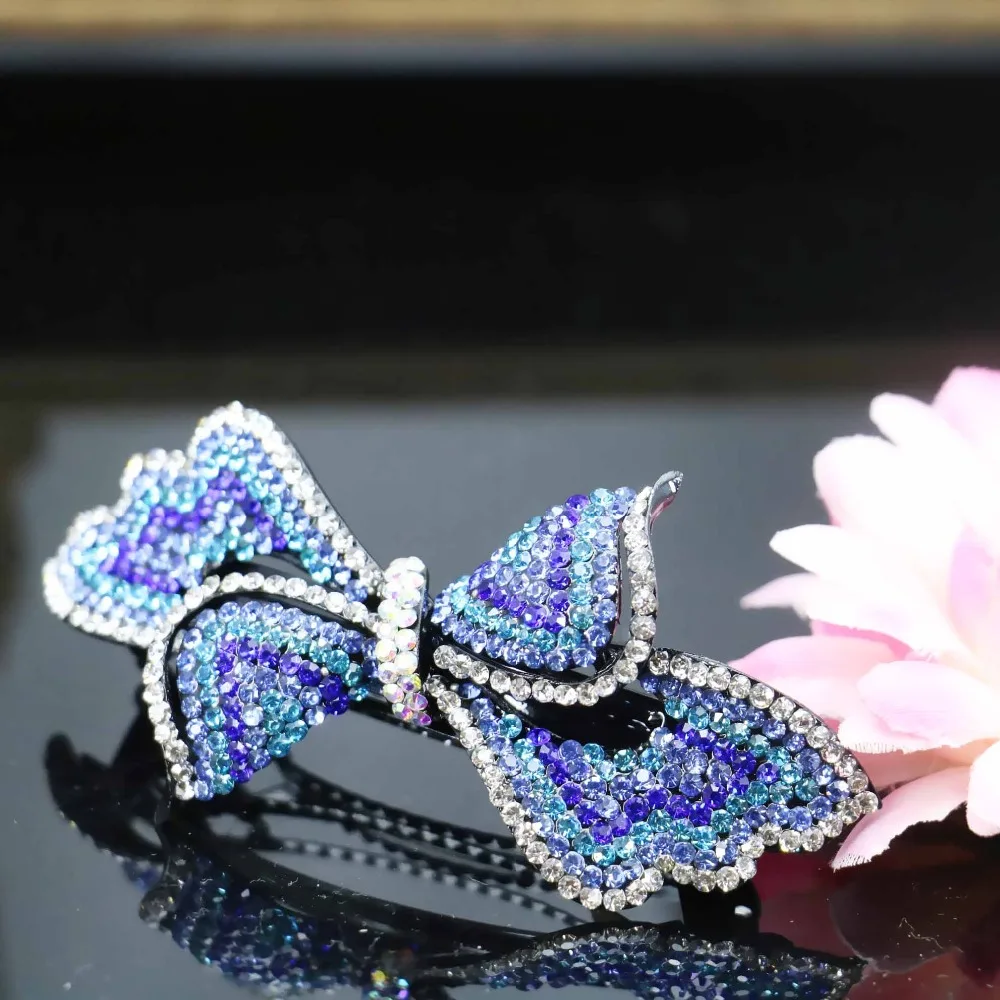 Женская заколка для волос с бантом и кристаллами 33 х87 мм|hairpin hair|hair accessories crystalcrystal