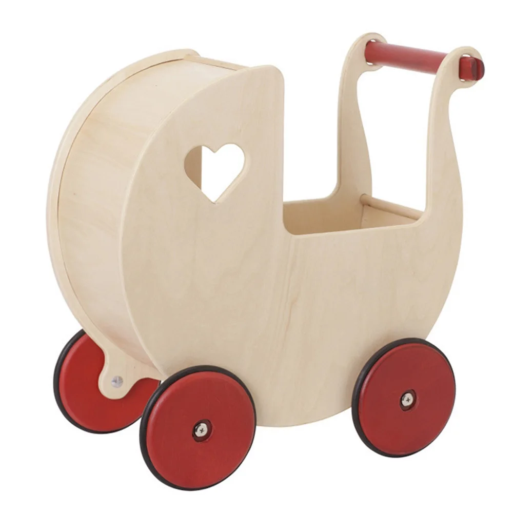 Деревянные игрушки тележка в форме красного сердца ходунки детская езда на