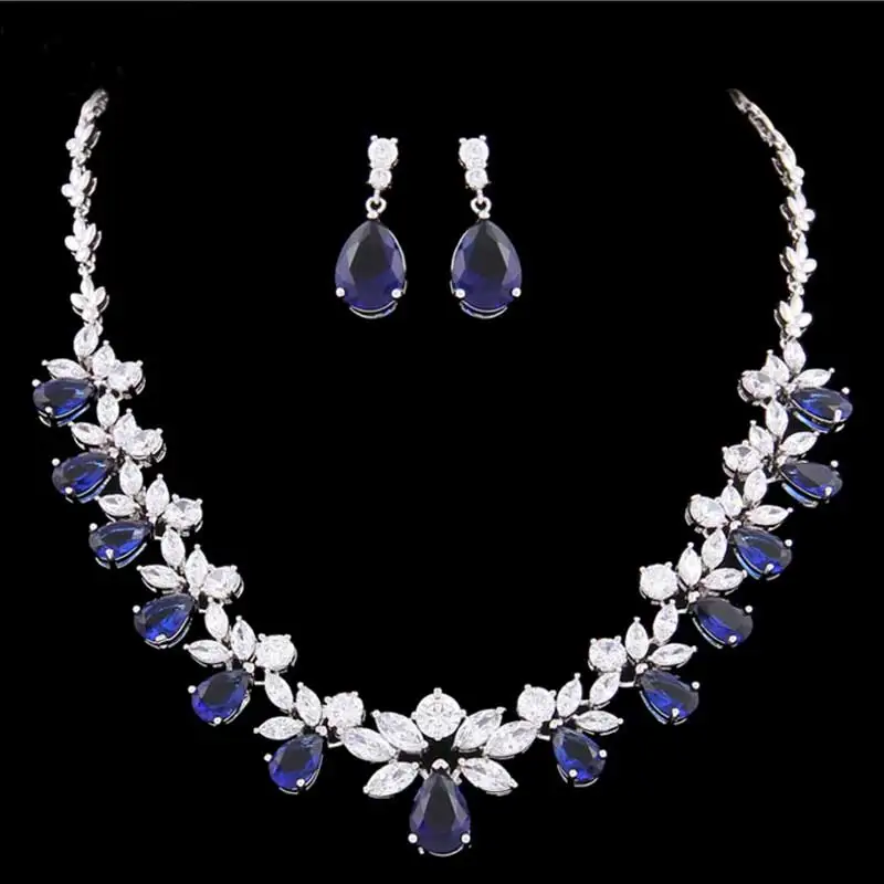 Роскошный классический 925 пробы Серебряный набор украшений для женщин Свадебные