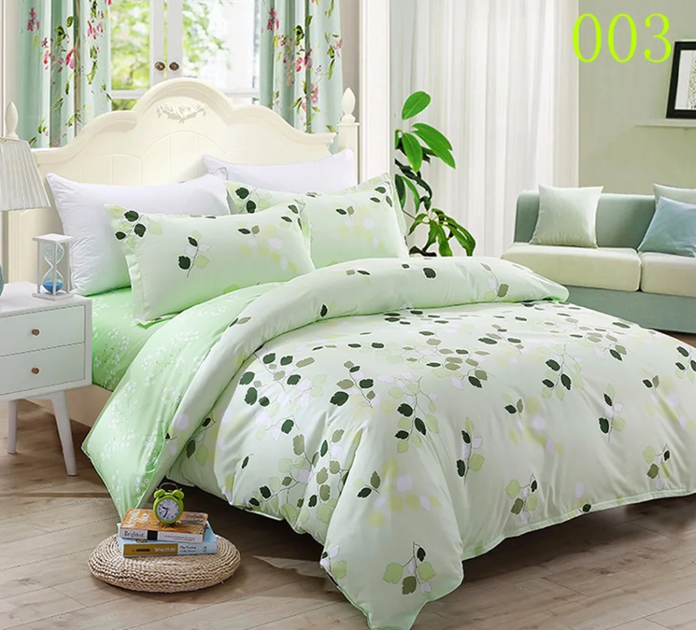 Twin Full Queen Polyester 3/4Pcs Bedding Set Bedroom Bedclothes Home Duvet Cover Quilt Flat Bed Sheets Pillowcase Blue | Дом и сад