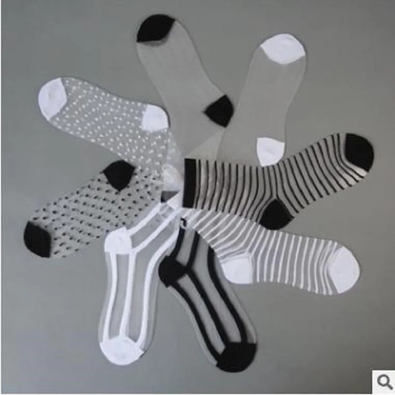 

20 PCS = 10 pairs Fishnet Summer Socks Mixed Fiber Transparent Stretch Elasticity Ankle Net Yarn Thin Women Cool Socks