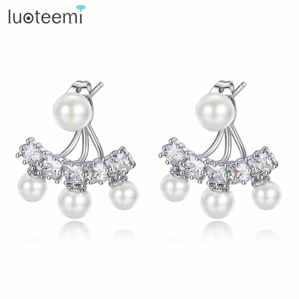 Женские серьги подвески с искусственным жемчугом фианитом|earrings for|dropping earrings for