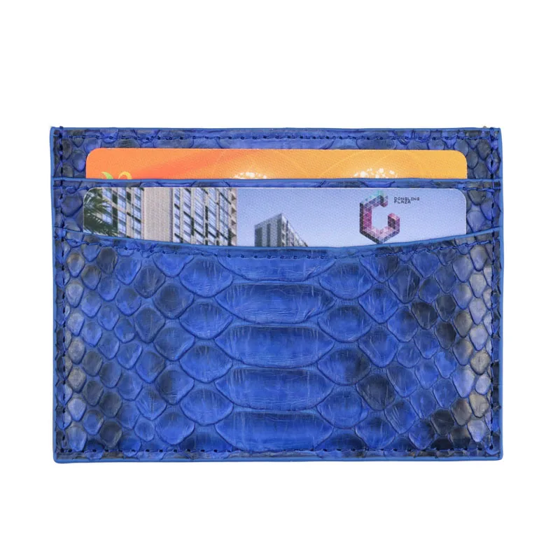 blue 1 Тонкий мини-кошелек из натуральной кожи с держателем для карт для женщин и мужчин, держатель для кредитных карт из Натуральной Змеиной кожи, чехол из питона для карт i6 i7 - Цвет: blue 1