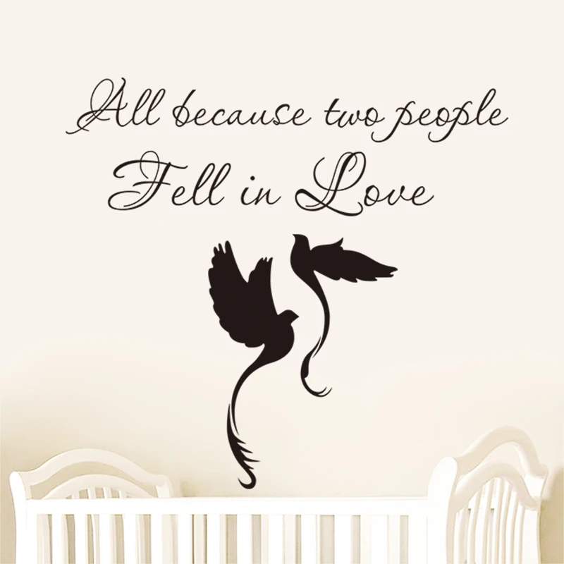 Все потому что два человека влюбилась ПТИЦЫ Виниловые Надписи котировки для