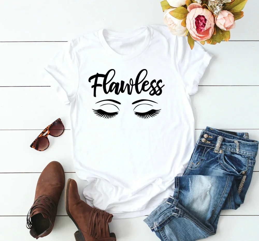 

Flawless Shirt eyelash graphic 90s young street style cotton aesthetic tumblr babygirl harajuku cotton grunge t-shirt casual tee