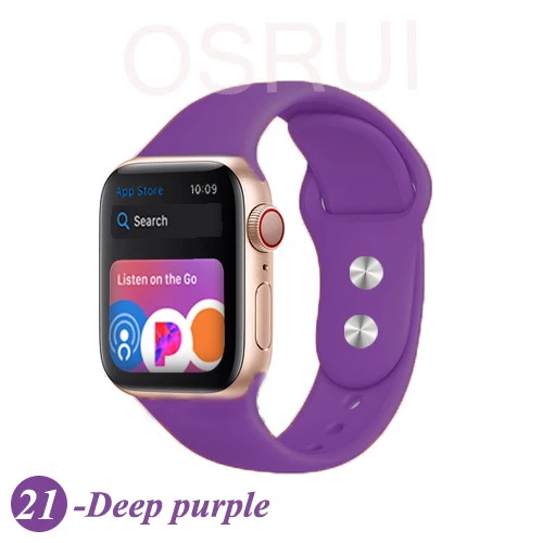 21- Purple Спортивный силиконовый ремешок для apple watch band 4 44 мм 40 мм iwatch band 42 мм 38 мм ремень для браслета apple watch series 5 4 3 2 аксессуары - Цвет ремешка: 21- Purple