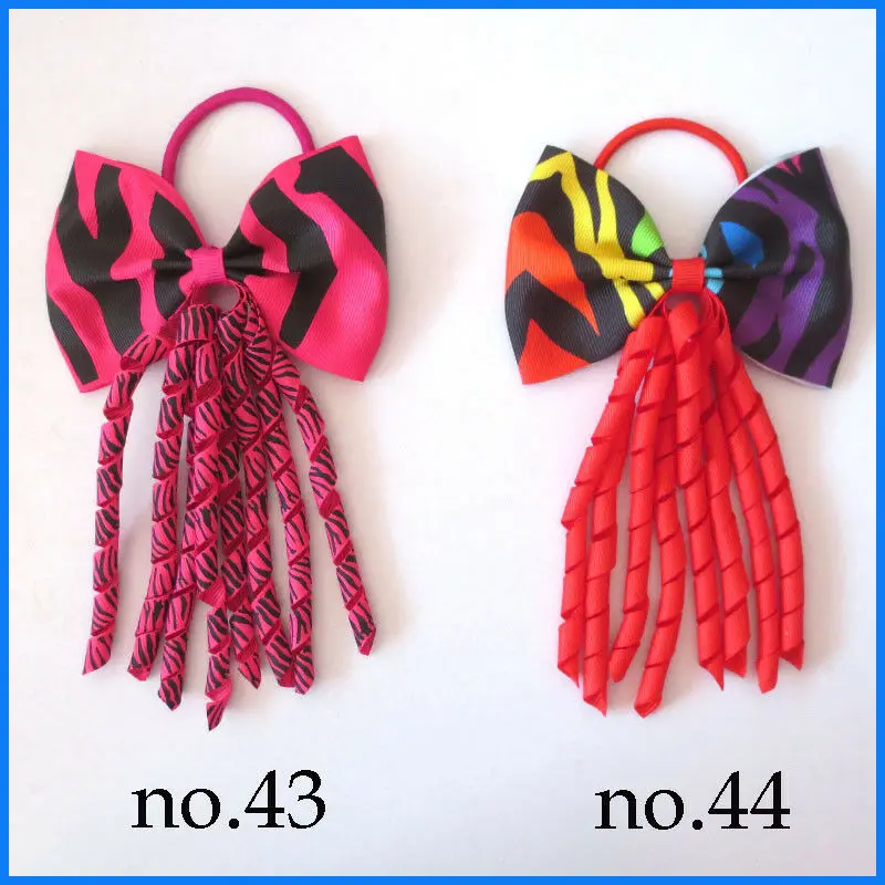 

50 Girl 4.5" Bowknot Corker Ponytail Elastic Bow Zebra Leopard Mermaid Unicorn
