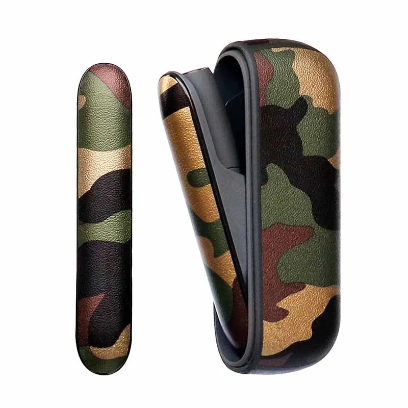 green set Камуфляжный мягкий из искусственной кожи чехол для IQOS 3,0 боковая крышка защитный чехол - Цвет: green set