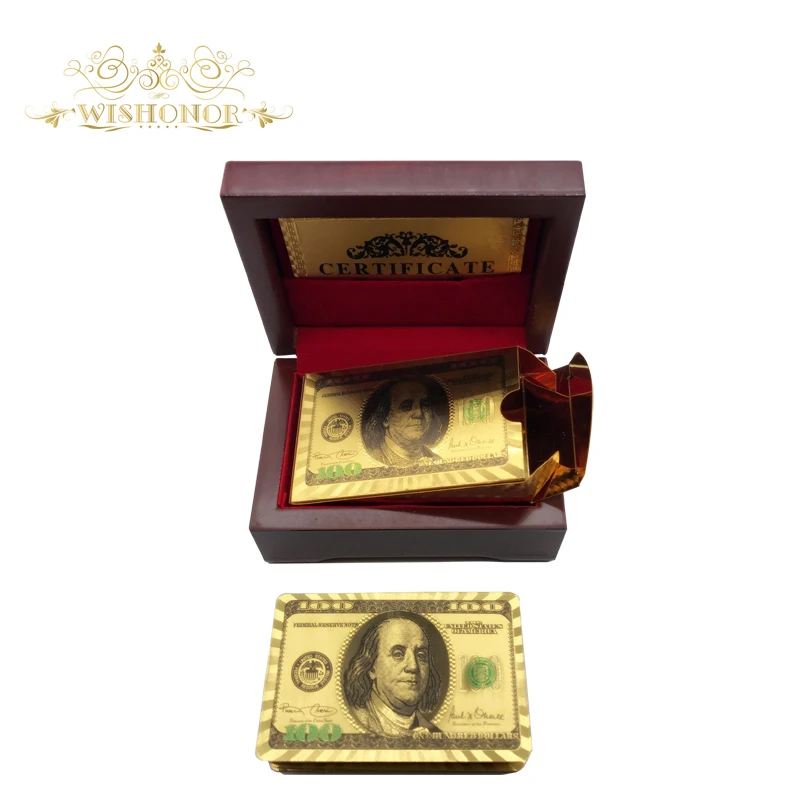 2017 рекламная продукция золотые игральные карты цветные долларовые стильные