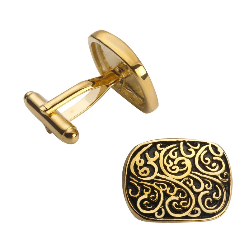 Высококачественные французские эмалевые Стильные Золотые винтажные запонки с