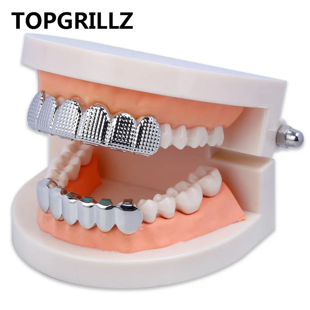 TOPGRILLZ Новое поступление золотистый и серебристый цвет хип хоп рок гриль для зубов