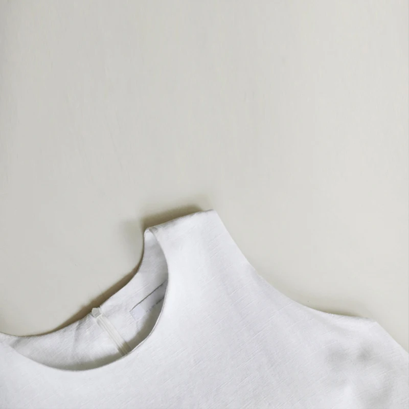 Летнее повседневное длинное белое платье без рукавов женское хлопковое льняное