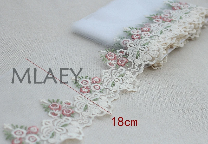 MLAEY 2y/lot Rose Exquisite Embroidered Lace Trim Fabric Quality Ribbon DIY Craft&ampSewing Dress Clothing Accessor | Дом и сад