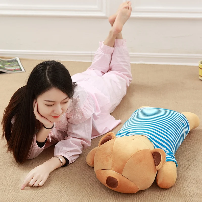 Kawaii лежащий медведь подушка мягкие плюшевые игрушки милая стежка кукла животные