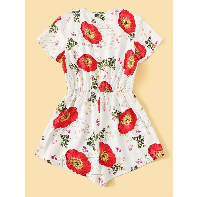 Женский комбинезон с v-образным вырезом вечерние свободные брюки коротким