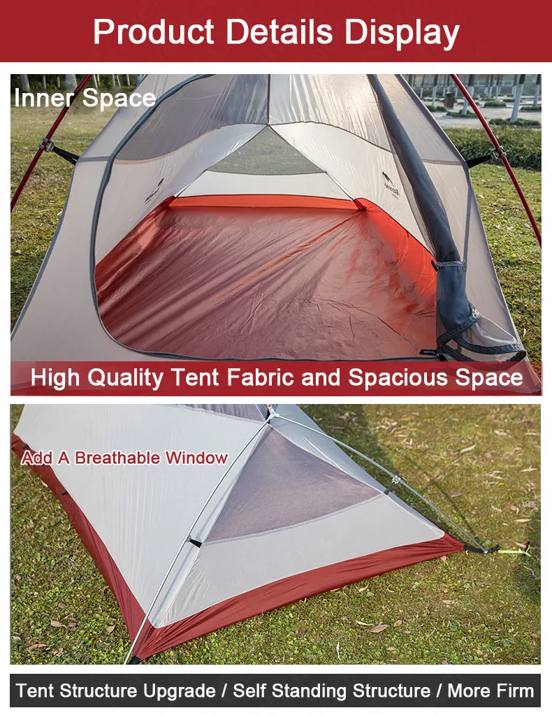 Naturehike Upgrade CloudUp3 палатка 20D силиконовый Двухслойный 3 человек Сверхлегкий портативный алюминиевый полюс кемпинговая палатка NH18T030-T