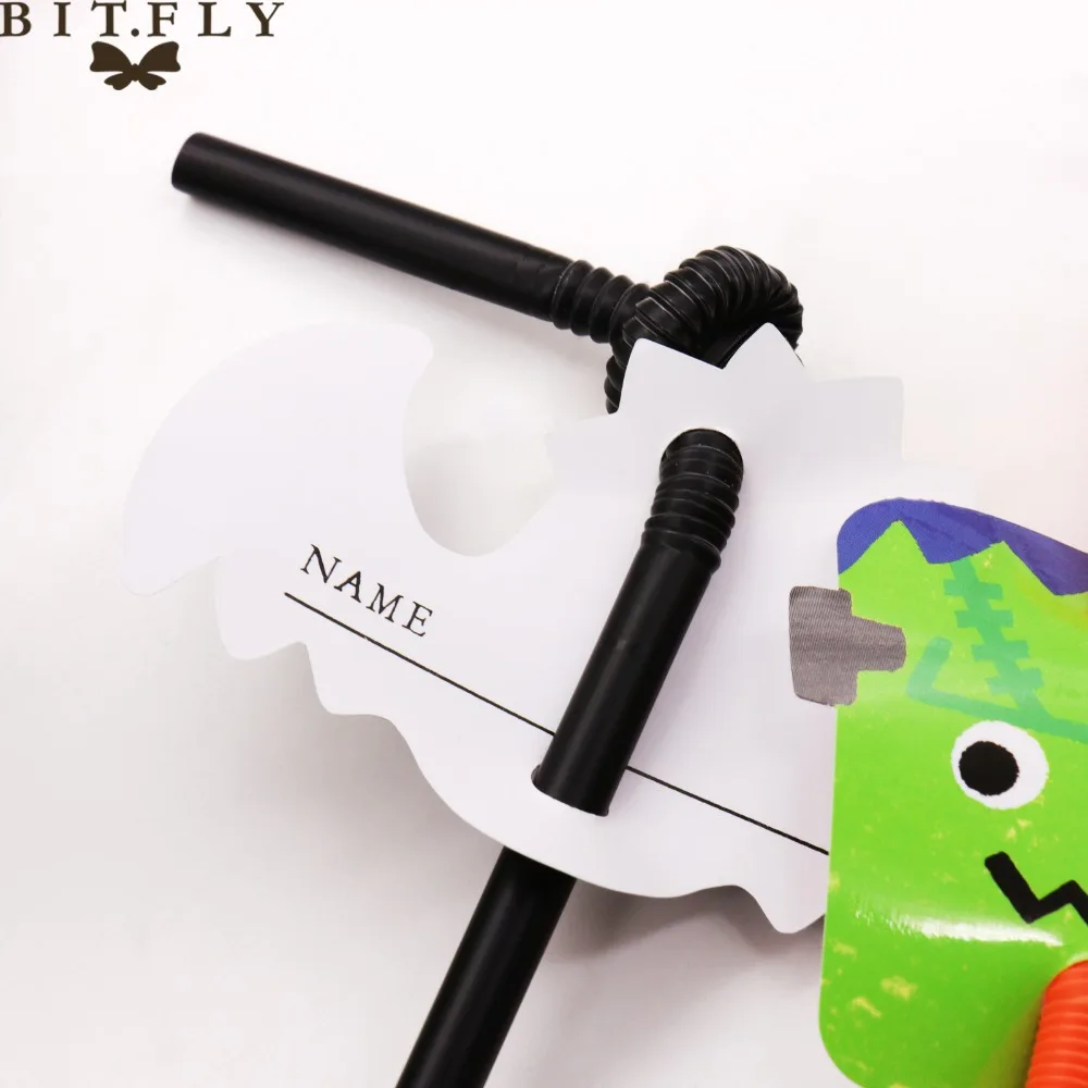 12 шт сок коктейльные соломинки Хэллоуин Тыква летучие мыши фейерверки питьевые