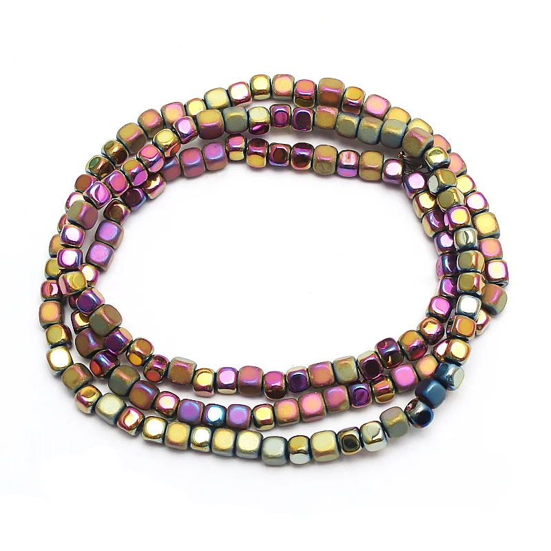 Бусины из натурального камня 3 мм квадратные матовые гематита для изготовления