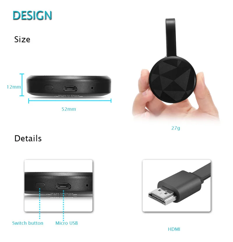 WECAST E19 1080 p Беспроводной ТВ палка HDMI ключ RK3036 беспроводной дисплей ресивер адаптер