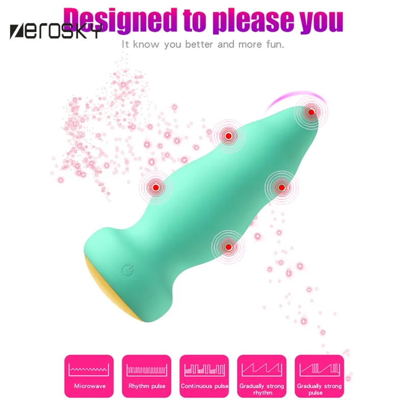 Zerosky Smart Anal Plug Vibrator Colorful Silicone Butt Vibrating For Prostate Massager Sex Toys for Women Men | Красота и здоровье