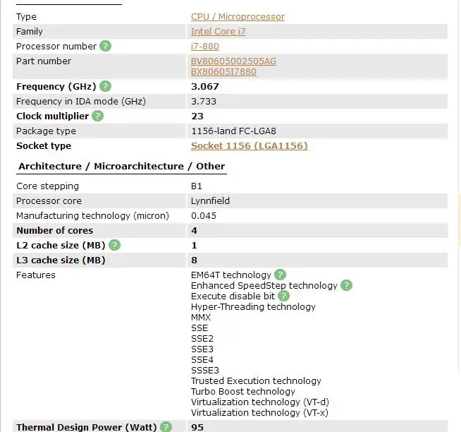 Процессор Intel Core i7-880 i7 880 LGA1156 настольный процессор