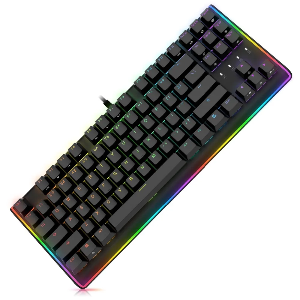 Игровая механическая клавиатура 87 ключ RGB светодиодный светильник с подсветкой