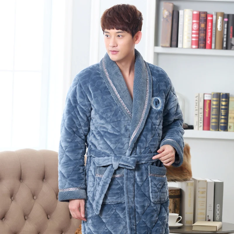 Зимний женский халат для ванной комнаты мужской Мужская стеганая Пижама толстая