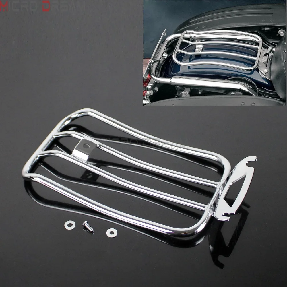 

Chrome Rear Luggage Rack Motorcycles Solo Seat Holder Bracket For Harley Touring FLHT FLHR FLHX FLT 1997-2015 Road King