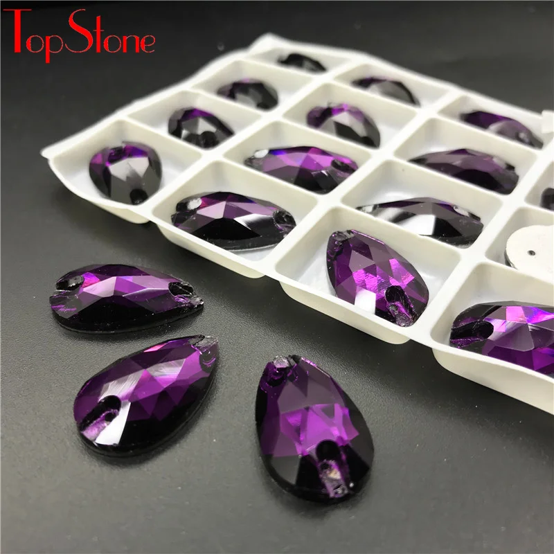 Drop Purple Velvet Sew Стразы плоские стеклянные кристаллы стразы слезы шитье хрустальных