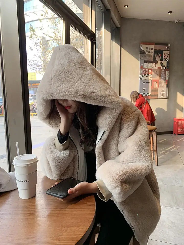Vangull зимнее плотное теплое пальто из искусственного меха Новая модная женская куртка с капюшоном и длинным рукавом из искусственного меха роскошное зимнее меховое пальто