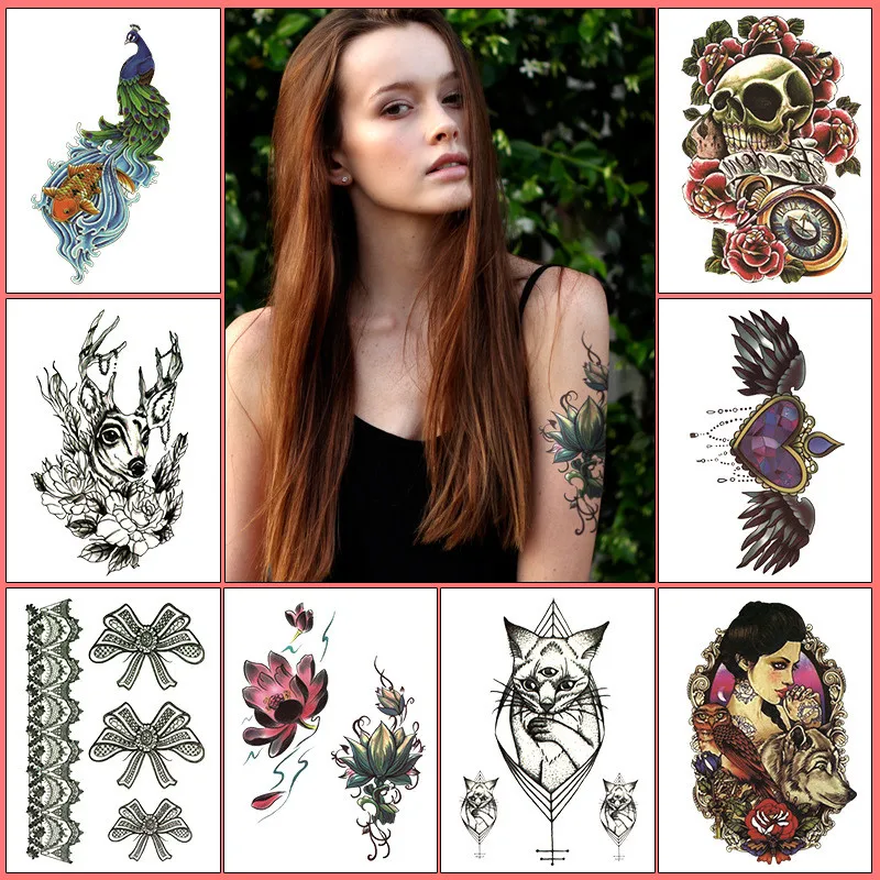 2019 Geometry cool Temporary fridge magnet Tattoo Sticker Women Minimalist lines pattern Body Art New Design Fake Men Tattoos | Дом и сад
