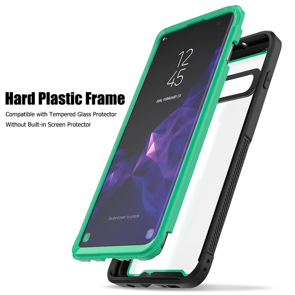 for Samsung Galaxy S10 Plus S10E Rugged Clear Case Full-Body Hybrid Bumper Cover Support Wireless Charging | Мобильные телефоны и