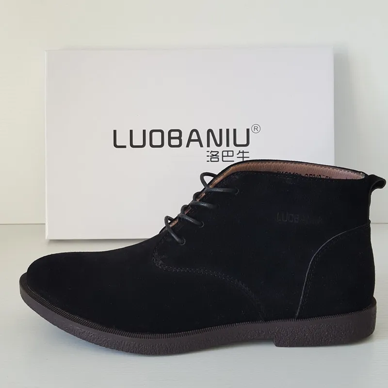 Мужские ботинки на плоской подошве черные из натуральной кожи большие размеры