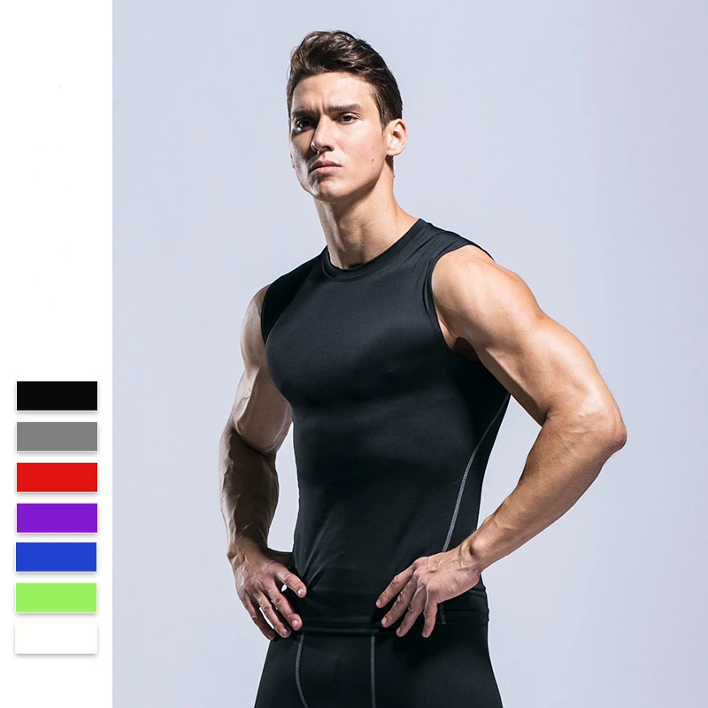 Новый PRO training Быстросохнущий Спортивный мужской жилет облегающий костюм для