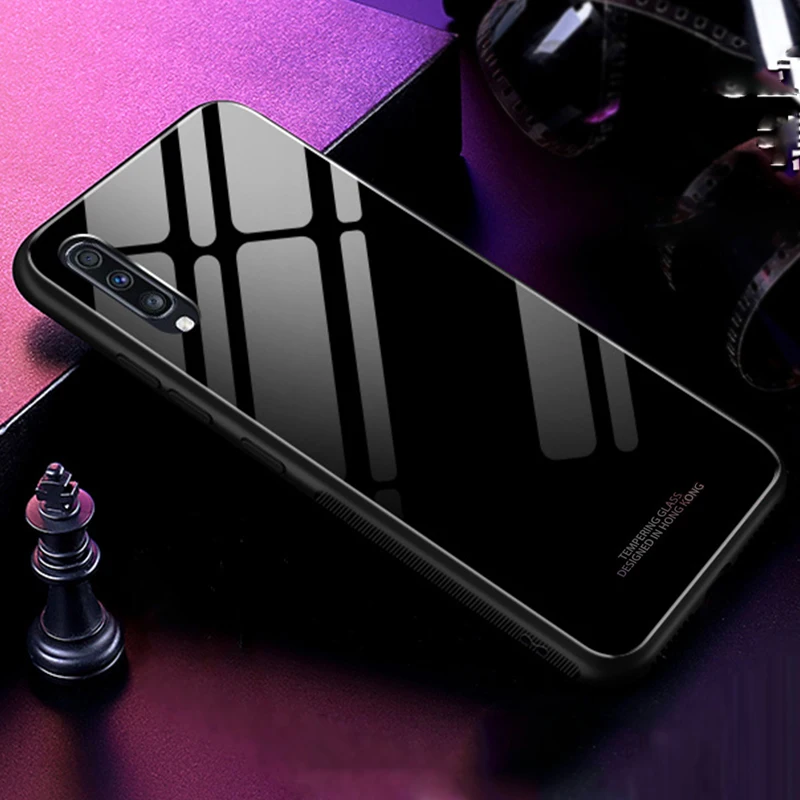 Чехол GFAITH для samsung A50, глянцевый, закаленное стекло, силиконовая рамка, твердая задняя крышка для samsung A70 A20 A30 M20 A40 A7, чехол S