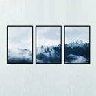 Минималистский плакат с печатью по Индиго, Туманный лес, современный Принт Индиго, темно-синяя Настенная картина, Лесной холст