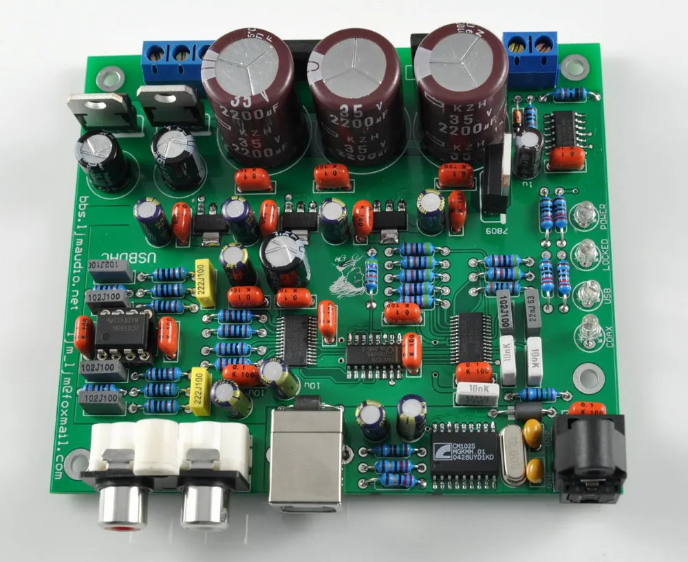 Новый CS4398 24/192 K USB DAC волокна вход RCA аудио выход предусилитель доска LJM SMD напаяли|dac