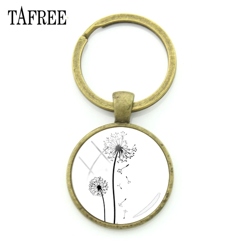TAFREE Романтический Розовый Одуванчик картина круглая цепочка для ключей